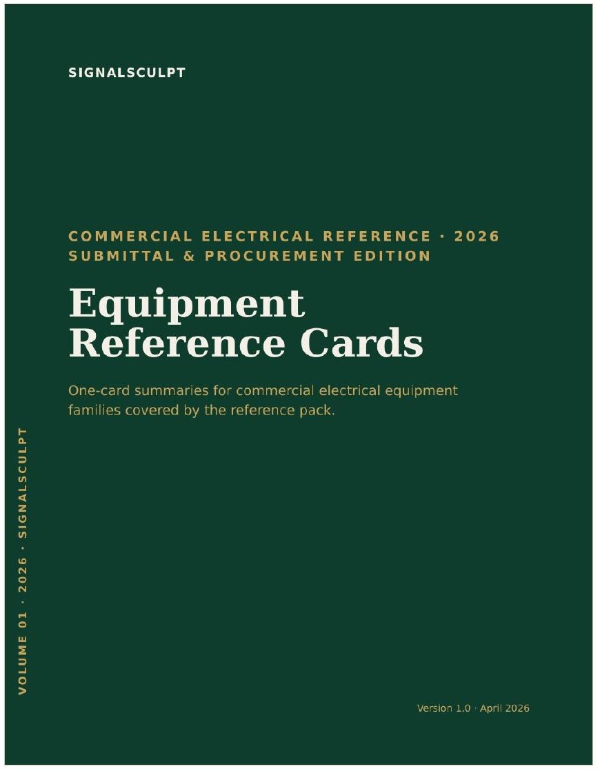 Commercial Electrical Reference 2026 — Equipment Reference Cards designed cover